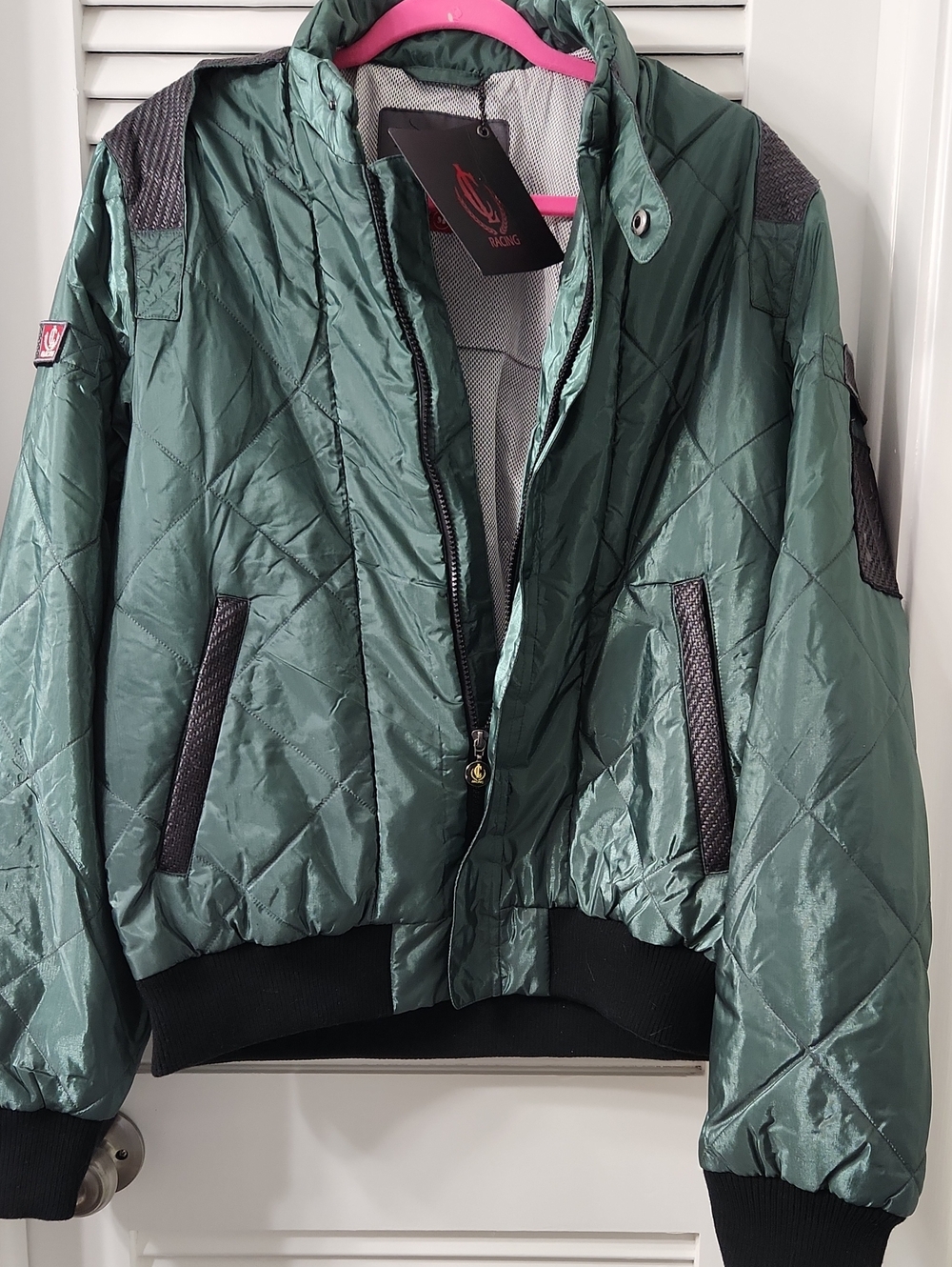 LUNA Quilted Performance Bomber Jacket in Forest Green